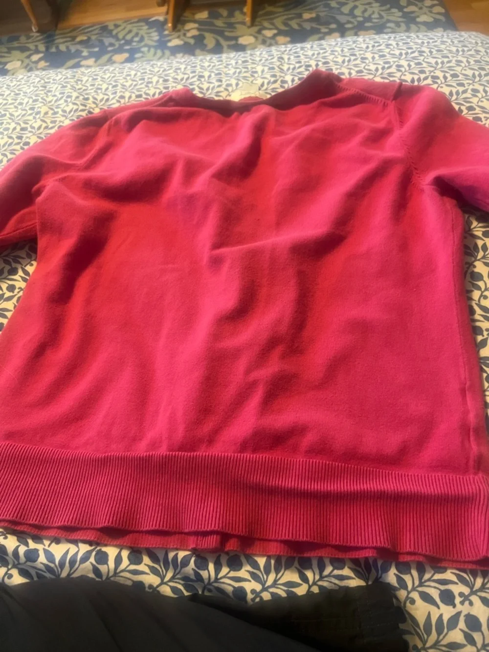 LOFT Fuchsia Crewneck Cardigan with Crystal Buttons - Picture 8 of 8